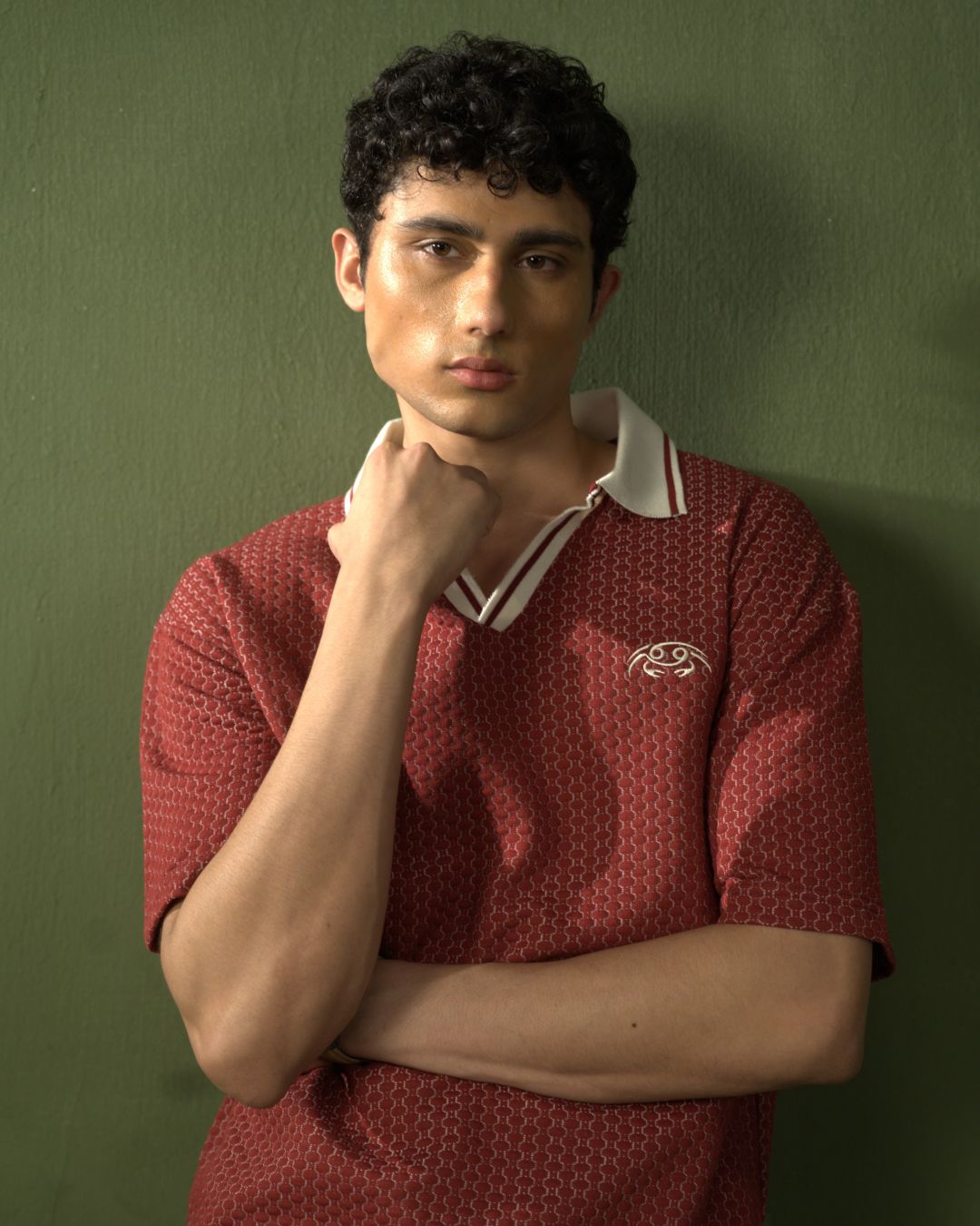 Red crab polo shirt
