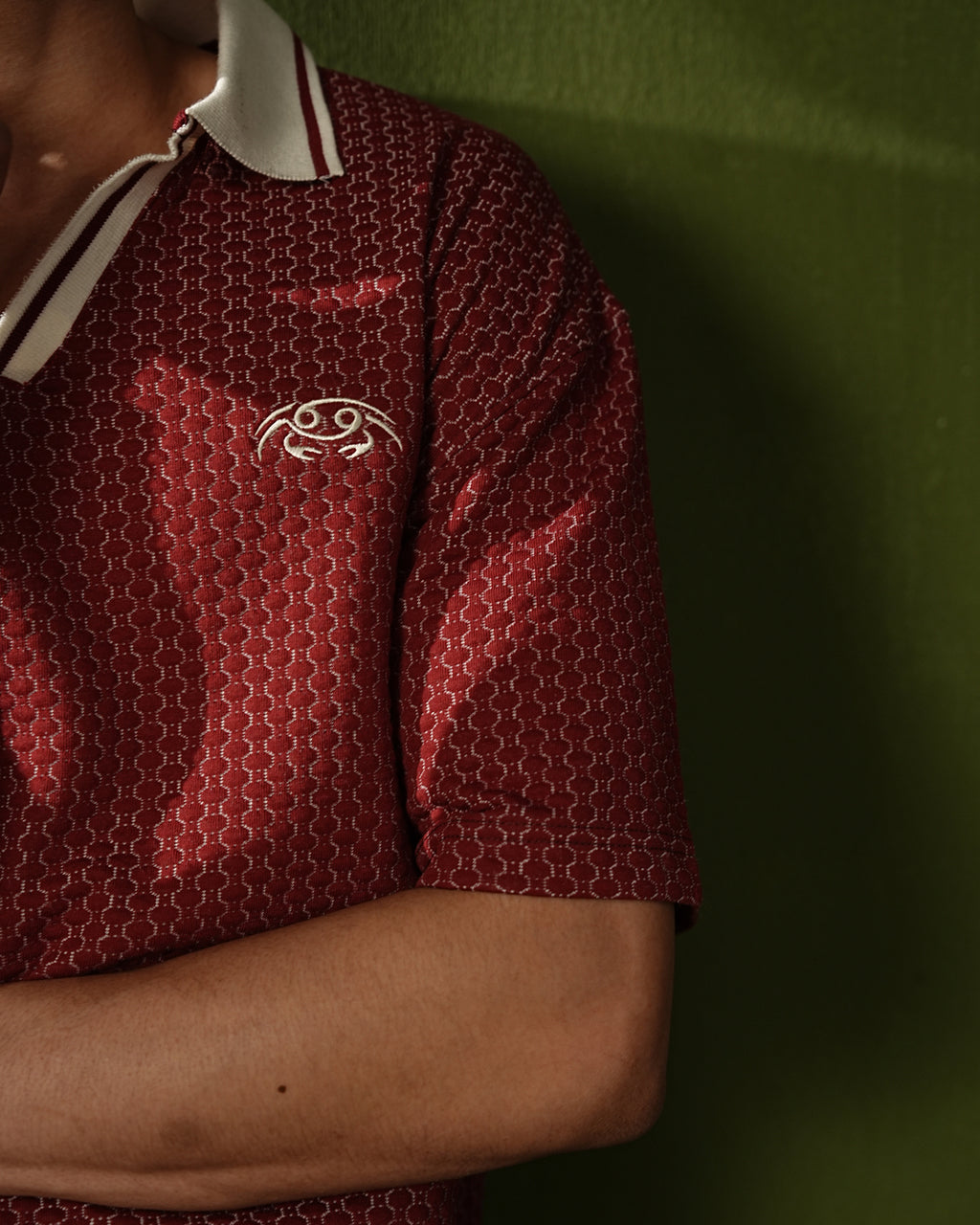 Red crab polo shirt