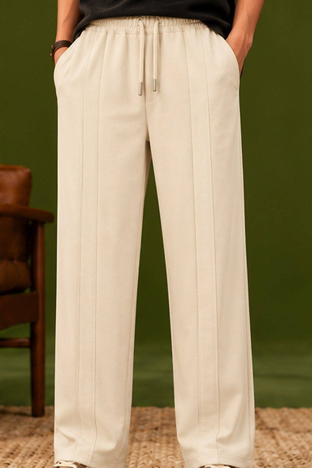 Ivory Double Lining Baggy Trousers - RIAB